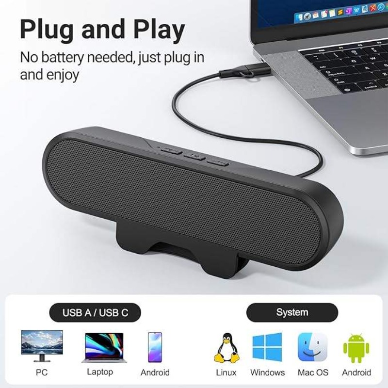 Audio Music Online - 휴대용 클립형 USB 사운드바 10W 고출력