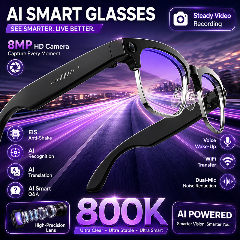 Audio Music Image - W630 스마트 안경 800W HD 카메라