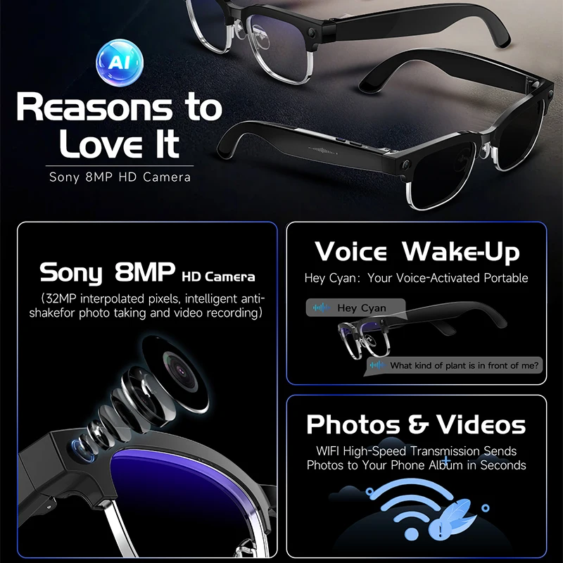W630 스마트 안경 800W HD 카메라 사진/오디오 - Audio Music Image 리뷰 및 가격