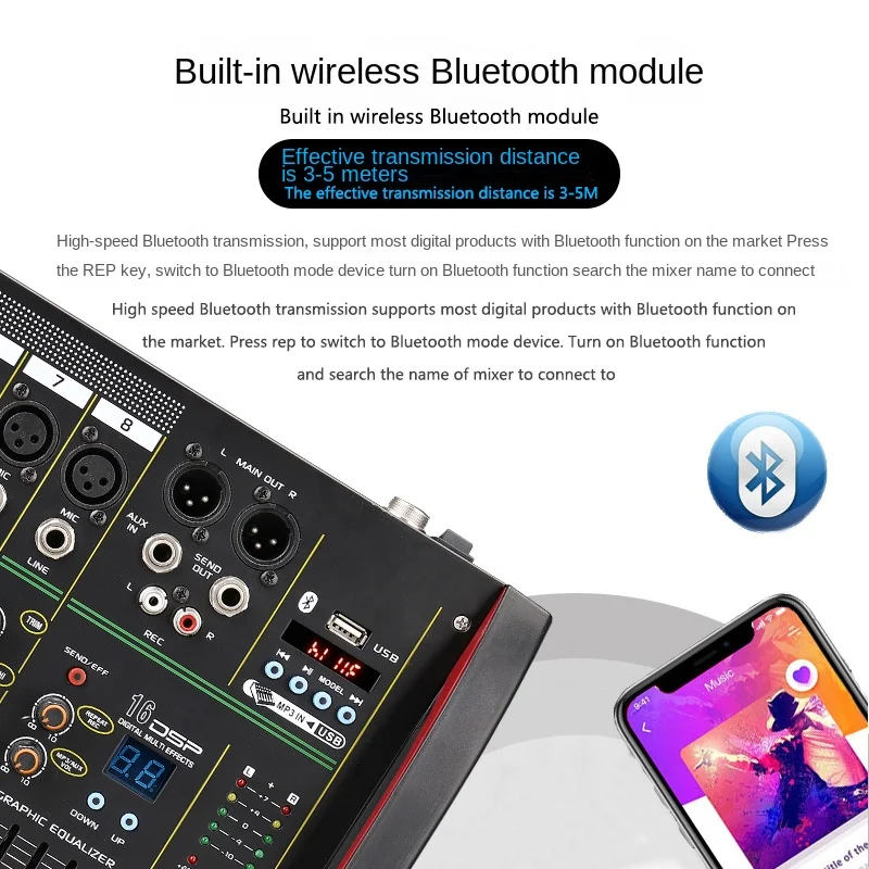 전문가용 블루투스 USB 오디오 믹서, DSP 잔향 효 - Audio Music Mixer 리뷰 및 가격