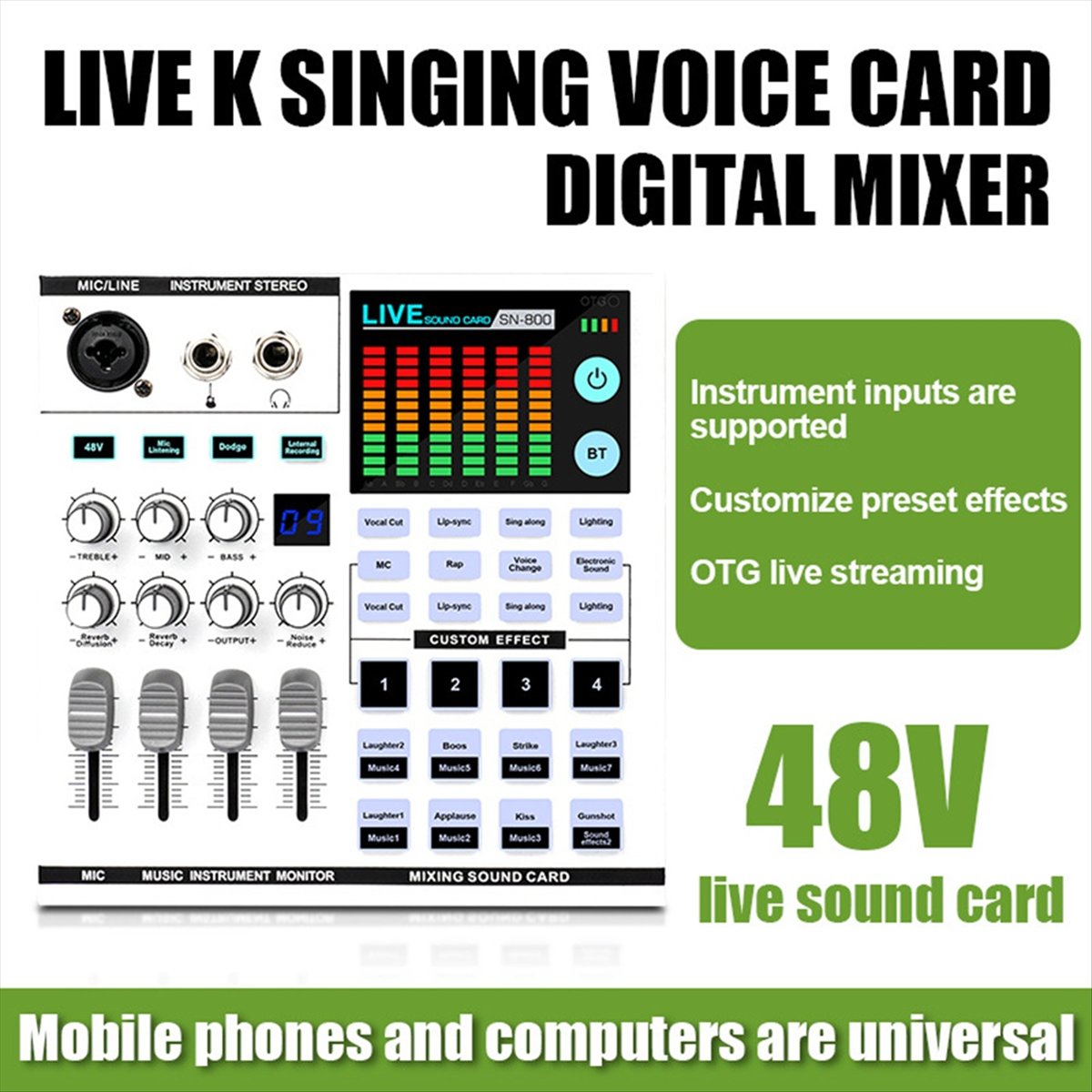 DTC5 SN800 라이브 사운드 카드 음성 변조 오디 - Audio Music Mixer 리뷰 및 가격